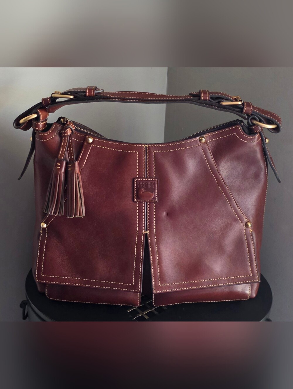 Dooney & Bourke Kingston Florentine Leather Hobo Bag EUC - Picture 3 of 16